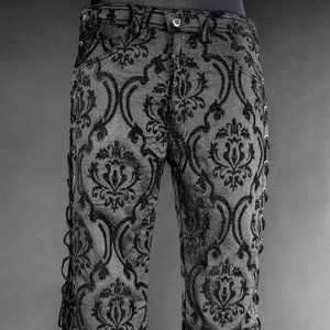 Draculaclothing Mens Brocade Laced Pants
